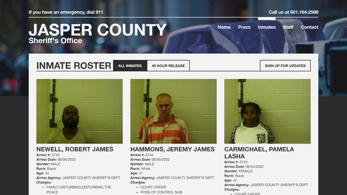 Inmate Roster | Jasper SO